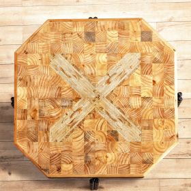 Wood Coffee Table, Natural Wood Coffee Table, Solid Wood Center Large Coffee Table for Living Room (Octagonal Coffee Table)