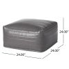 Baddow Contemporary Faux Leather Channel Stitch Rectangular Pouf, Gray